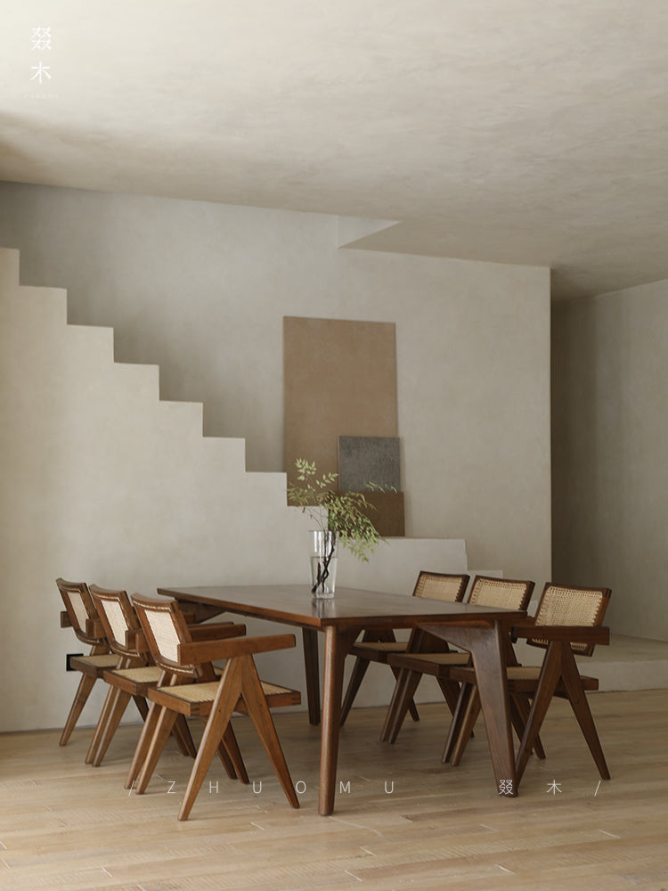 tomo dining table, solid wood dining table, japanese minimalist table, wabi sabi furniture, handcrafted wood table, zen furniture, piexlculpt studio, long oak table, rustic wooden dining table, modern japanese design