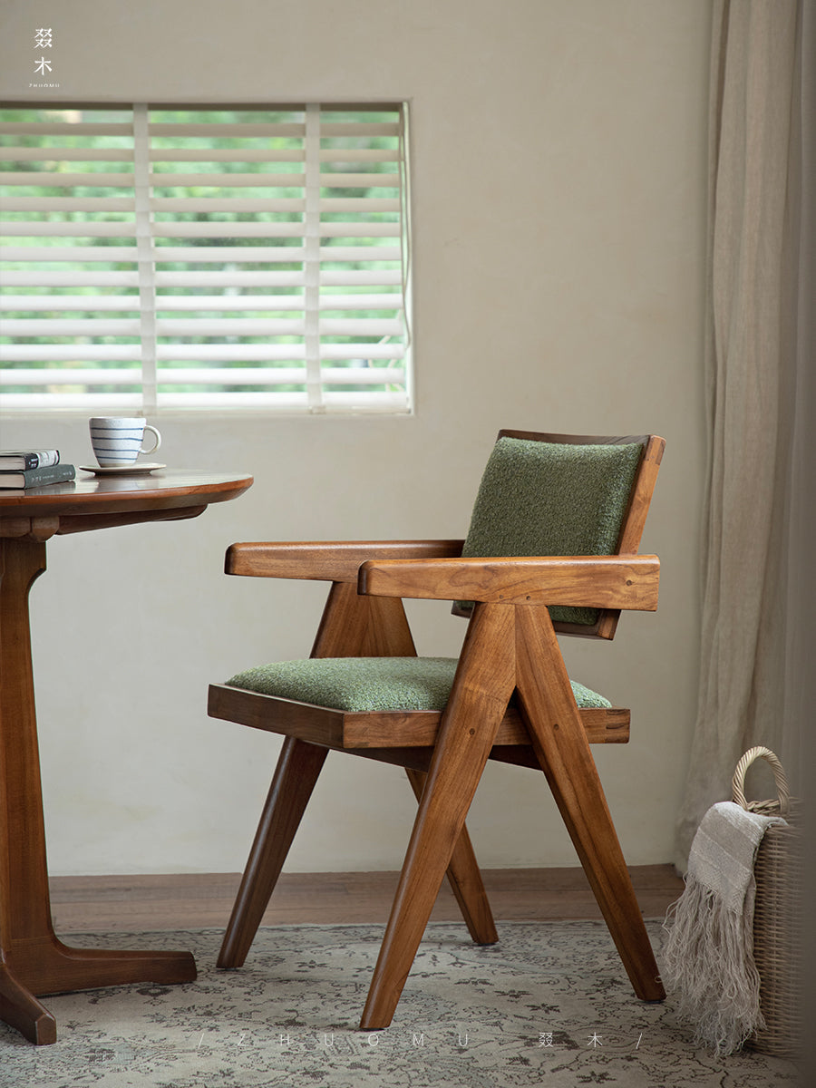 Chandigarh chair, rattan wood furniture, modernist wooden furniture, handwoven armchair, solid wood dining chair, minimalist home decor, mid-century design