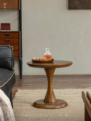 enso side table, solid wood pedestal table, wabi sabi furniture, japanese minimalist decor, handcrafted wood table, piexlculpt studio, zen side table, natural oak table, wooden accent table, small round table