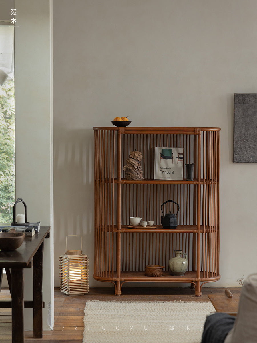 rattan furniture, handwoven rattan shelf, southeast asian furniture, wabi sabi rattan, cane bookshelf, tropical minimalist decor, handcrafted bamboo shelf, natural woven furniture, sustainable home decor, piexlculpt studio