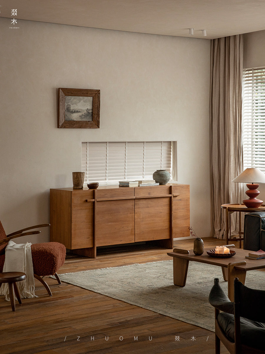 teak furniture, solid teak sideboard, indonesian teak buffet, mid century modern cabinet, solid wood furniture, handcrafted sideboard, teak console, minimalist dining furniture, bali wood furniture, piexlculpt studio