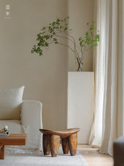 senufo stool, milk stool, african wooden stool, handcarved solid wood stool, wabi sabi furniture, minimalist wood decor, handcrafted accent stool, tribal design furniture, piexlculpt studio, small wood bench