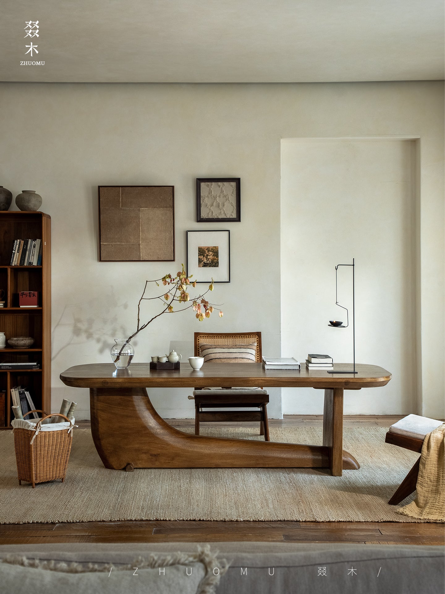 koi table, sculptural wood table, solid wood tea table, organic furniture, handcrafted furniture, piexlculpt studio, wabi sabi furniture, japanese design table, long wooden desk, art furniture