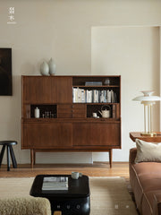 mid century teak sideboard, tambour door cabinet, teak credenza, handcrafted teak furniture, danish modern sideboard, mcm furniture, vintage teak cabinet, solid wood buffet, minimalist teak console