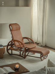 rattan recliner, rattan lounge chair, handwoven rattan furniture, vintage rattan chair, bamboo recliner, natural rattan seat, handcrafted rattan lounger, boho rattan furniture, southeast asian furniture