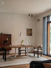 eiri dining table, solid wood dining table, metal frame table, japanese minimalist furniture, modern wabi sabi furniture, handcrafted long table, piexlculpt studio, scandinavian japanese design, solid wood work desk