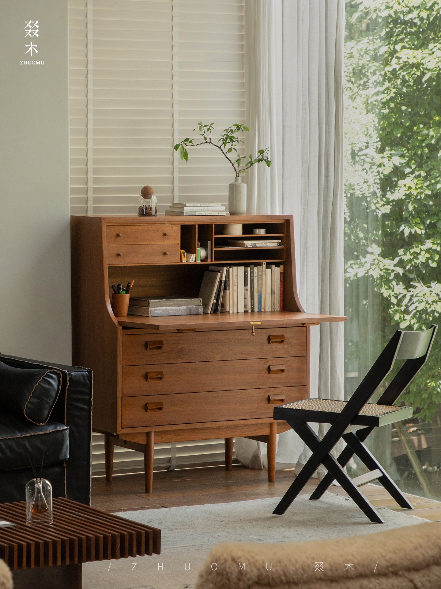 mid century secretary desk, teak writing cabinet, danish modern furniture, mcm teak desk, handcrafted wood furniture, vintage writing bureau, solid wood secretary desk, scandinavian teak furniture, minimalist wood desk