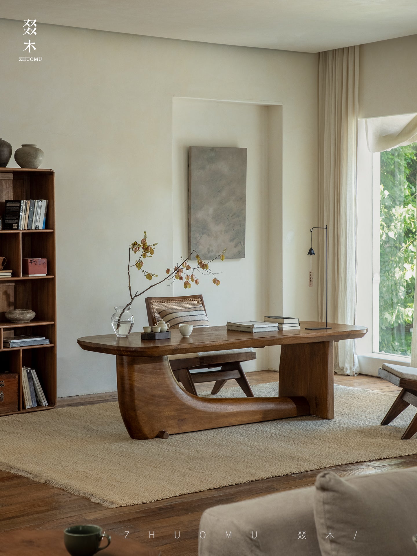 koi table, sculptural wood table, solid wood tea table, organic furniture, handcrafted furniture, piexlculpt studio, wabi sabi furniture, japanese design table, long wooden desk, art furniture