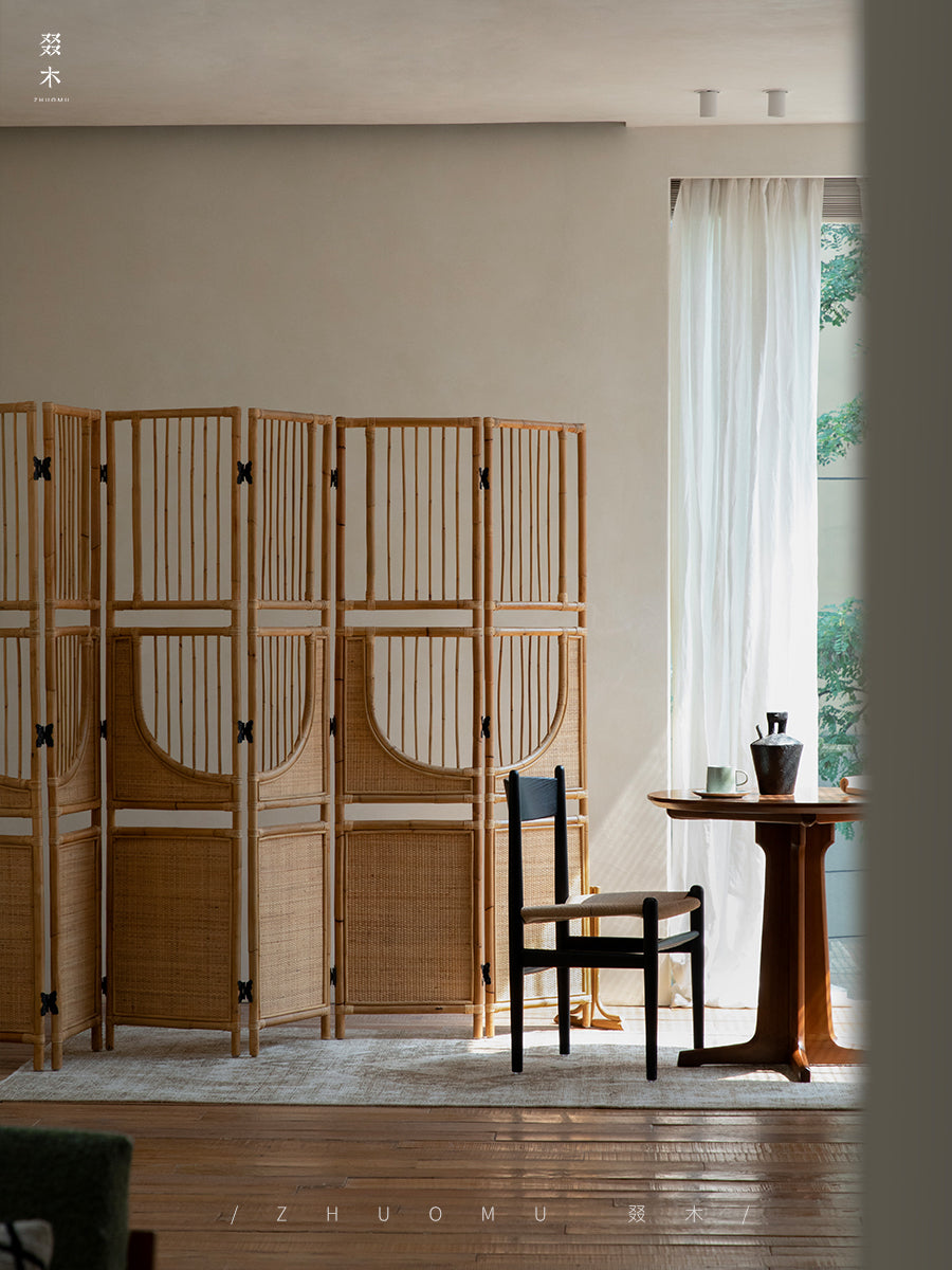 rattan room divider, rattan folding screen, natural partition, handwoven privacy screen, rattan furniture, open weave decor, bohemian interior design
