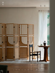 rattan room divider, rattan folding screen, natural partition, handwoven privacy screen, rattan furniture, open weave decor, bohemian interior design