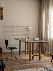 roku dining table, six leg dining table, sculptural wood table, solid wood work table, wabi sabi furniture, piexlculpt studio, japanese minimalist furniture, handcrafted oak table, solid wood rectangular table