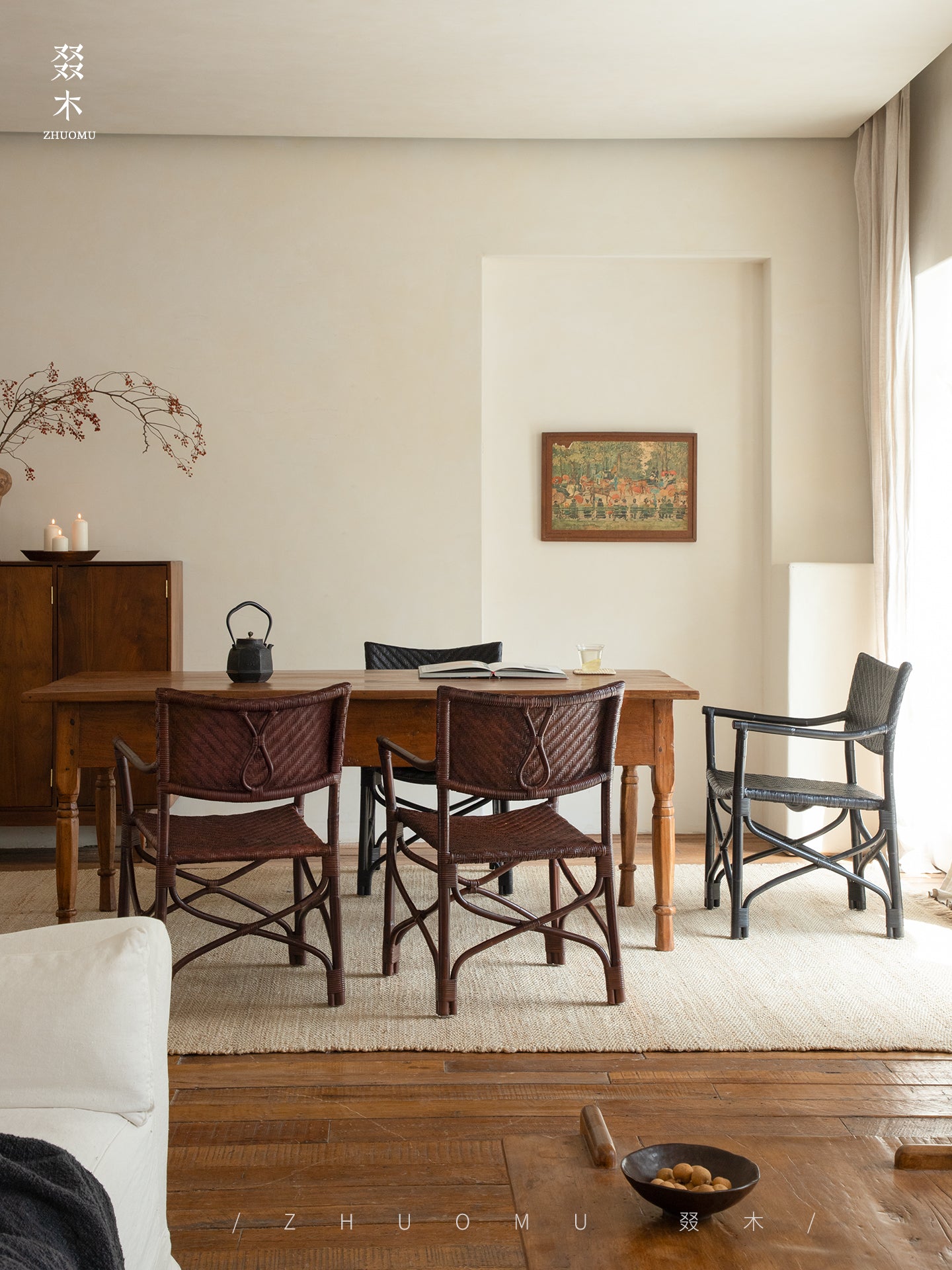 rattan dining chair, rattan armchair, black rattan chair, handwoven rattan furniture, bamboo dining chair, natural rattan seating, handcrafted rattan chair, southeast asian rattan furniture, minimalist dining chair