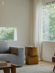 kaku side table, solid wood end table, geometric accent table, sculptural furniture, wabi sabi furniture, piexlculpt studio, minimalist side table, japanese design table, handcrafted wood furniture