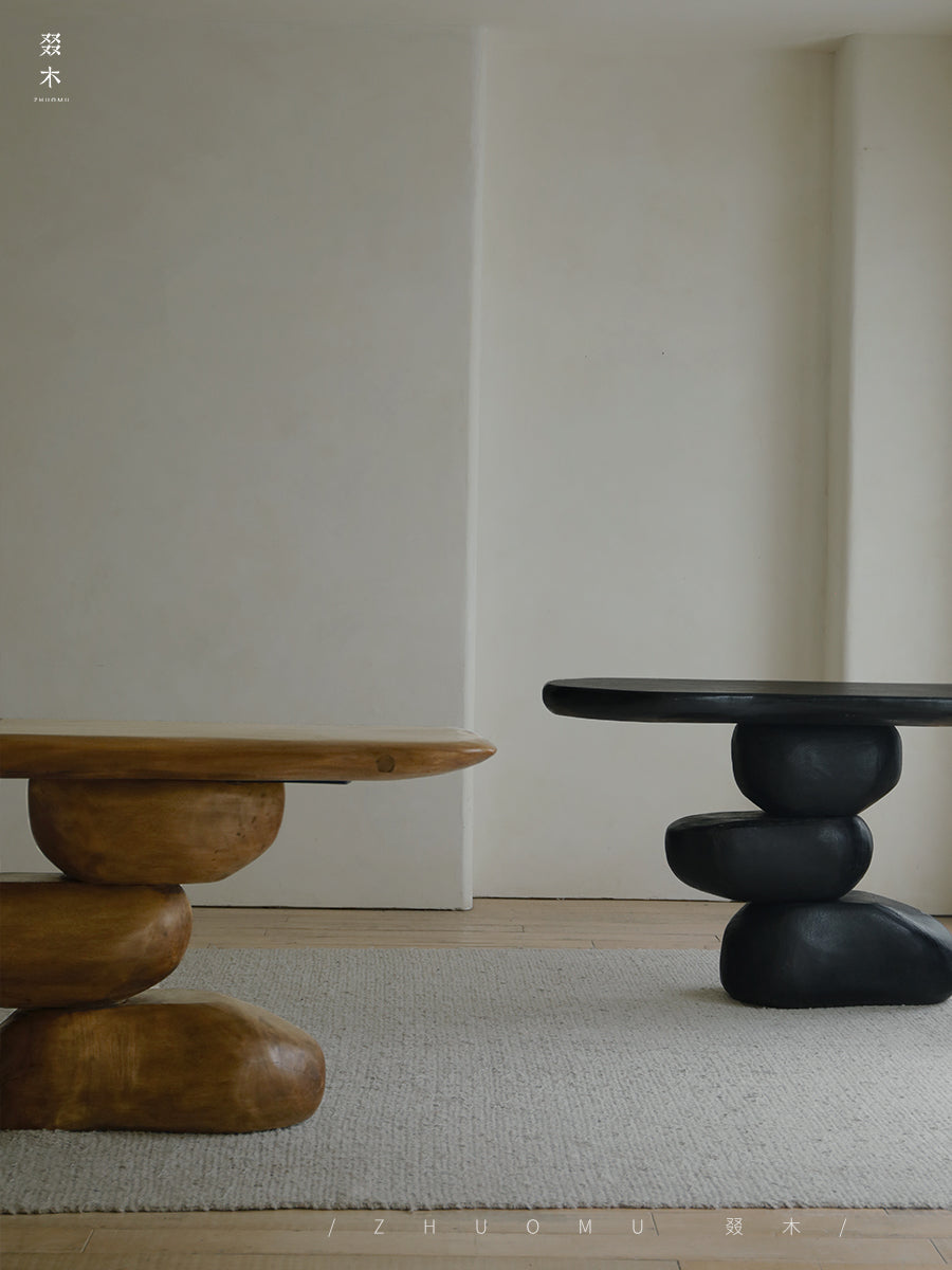 satori console table, sculptural wood table, wabi sabi furniture, zen furniture, piexlculpt studio, solid wood hallway table, organic wood design, handcrafted entry table, japanese minimalist furniture, wood sculpture furniture