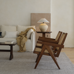 Chandigarh chair, rattan wood furniture, modernist wooden furniture, handwoven armchair, solid wood dining chair, minimalist home decor, mid-century design