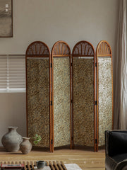 rattan folding screen, natural room divider, rattan privacy screen, handmade partition, woven home decor, rattan furniture, bohemian interior