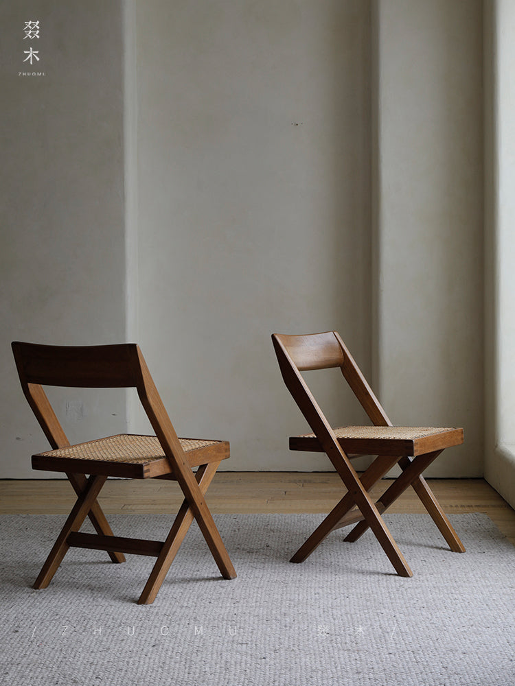 Chandigarh chair, rattan wood furniture, modernist wooden furniture, handwoven armchair, solid wood dining chair, minimalist home decor, mid-century design