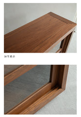 teak glass sideboard, sliding door cabinet, solid wood TV console, handcrafted teak furniture, minimalist teak buffet, artisan wood furniture, wabi-sabi furniture, boho teak cabinet, japanese scandi teak furniture