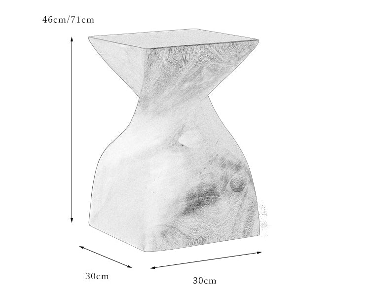 wood pedestal table, solid wood plant stand, sculptural wood side table, twist wooden table, handmade wood decor, rustic accent furniture, modern wood pedestal, artisan carved furniture, natural wood display stand