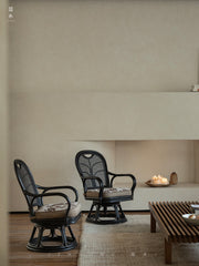 rattan swivel chair, rattan lounge chair, rotating rattan chair, handcrafted chair, natural rattan furniture, handwoven lounge seat, bohemian home decor