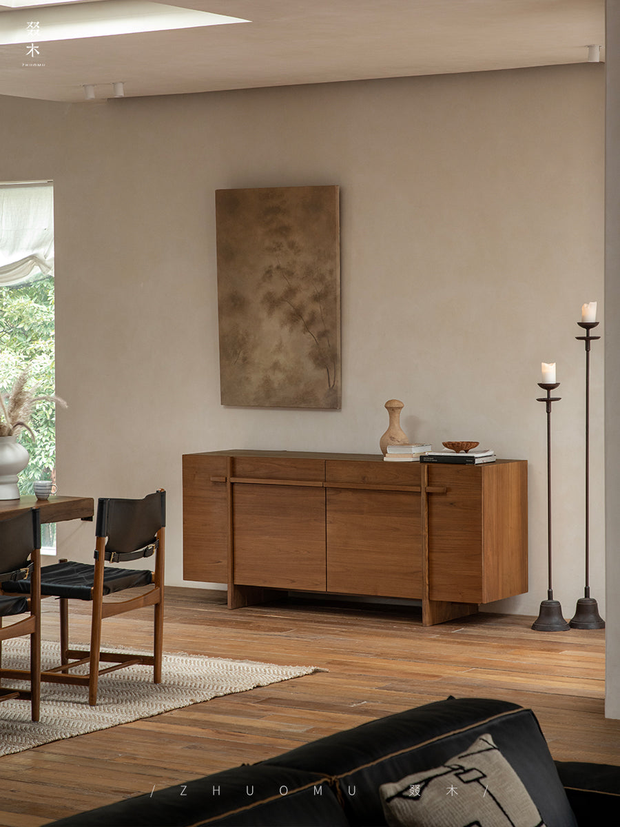 teak furniture, solid teak sideboard, indonesian teak buffet, mid century modern cabinet, solid wood furniture, handcrafted sideboard, teak console, minimalist dining furniture, bali wood furniture, piexlculpt studio