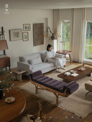 rattan daybed, rattan lounge bench, handwoven rattan furniture, bamboo daybed, double rattan chaise, artisan rattan furniture, natural rattan decor, wabi-sabi furniture, boho rattan bench