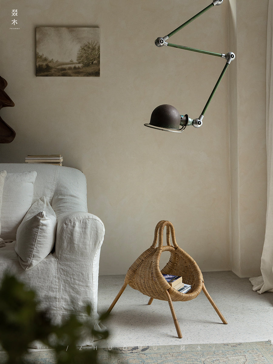 rattan magazine basket, rattan storage holder, handwoven organizer, natural rattan decor, rattan magazine rack, woven home accessories, handcrafted storage basket