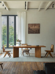 tada dining table, solid wood rectangular table, japanese minimalist furniture, wabi sabi table, handcrafted wood table, piexlculpt studio, zen furniture, wooden dining table, natural wood desk, modern wabi sabi decor