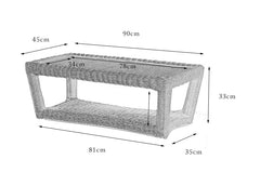 rattan coffee table, rattan tea table, handwoven rattan furniture, bamboo table, natural rattan decor, double layer coffee table, japanese wabi-sabi furniture, handcrafted rattan table, boho living room decor