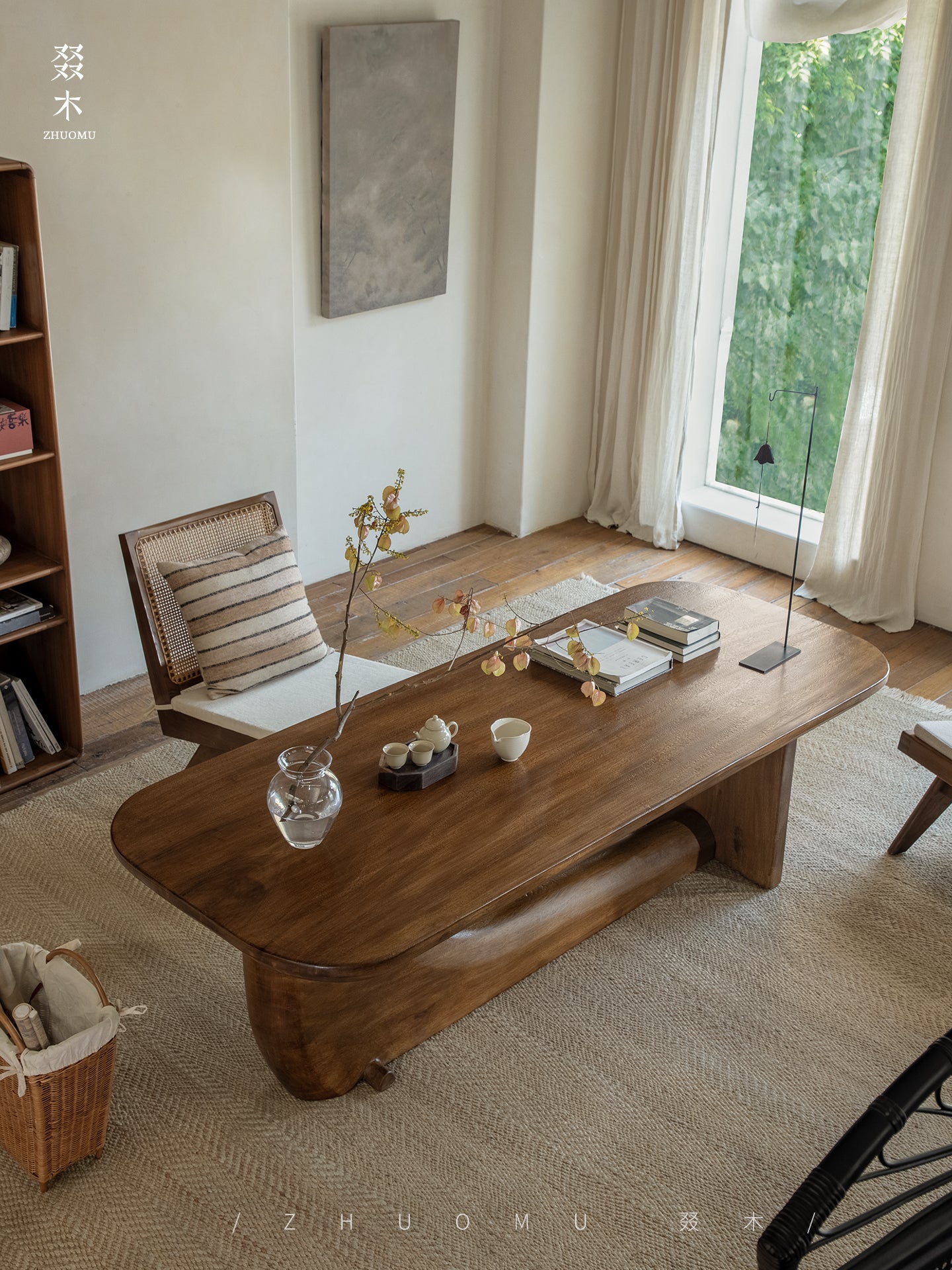 koi table, sculptural wood table, solid wood tea table, organic furniture, handcrafted furniture, piexlculpt studio, wabi sabi furniture, japanese design table, long wooden desk, art furniture