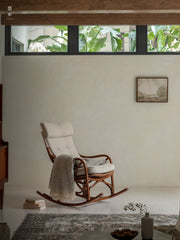 rattan rocking chair, rattan recliner, handwoven rattan furniture, natural rattan chair, bohemian interior, artisan rocking chair, lounge rattan seat, handcrafted rattan rocker