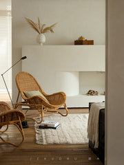 rattan lounge chair, rattan recliner, handwoven chair, natural rattan furniture, designer rattan chair, handmade lounge chair, bohemian home decor