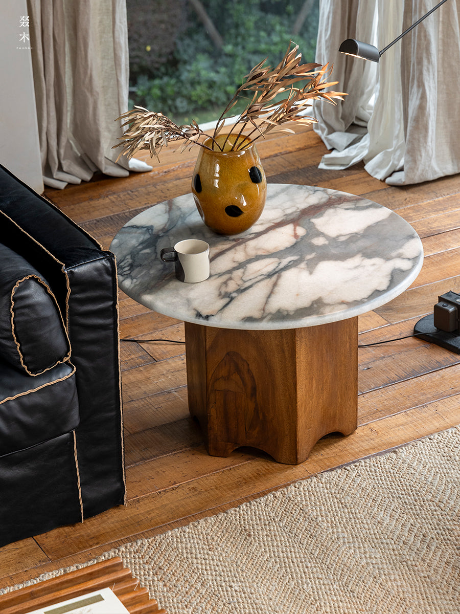 organic timber pillar, solid wood pedestal stand, rustic display table, handcrafted wooden pedestal, natural wood furniture, minimalist timber accent, wabi-sabi furniture, Piexlculpt studio