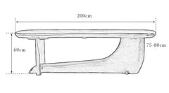 koi table, sculptural wood table, solid wood tea table, organic furniture, handcrafted furniture, piexlculpt studio, wabi sabi furniture, japanese design table, long wooden desk, art furniture