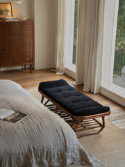 rattan daybed, rattan bench, handwoven rattan furniture, bamboo bench, natural rattan decor, rattan bedroom furniture, artisan rattan furniture, boho rattan bench, handcrafted rattan seating