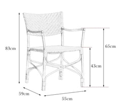 rattan dining chair, rattan armchair, tropical bistro chair, handwoven rattan furniture, natural rattan dining chair, bohemian furniture, rattan patio chair, tropical style chair