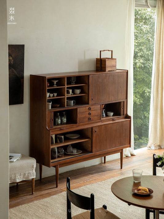 mid century teak sideboard, tambour door cabinet, teak credenza, handcrafted teak furniture, danish modern sideboard, mcm furniture, vintage teak cabinet, solid wood buffet, minimalist teak console