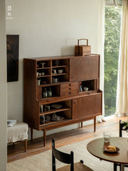 mid century teak sideboard, tambour door cabinet, teak credenza, handcrafted teak furniture, danish modern sideboard, mcm furniture, vintage teak cabinet, solid wood buffet, minimalist teak console