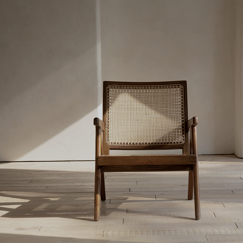Chandigarh chair, rattan wood furniture, modernist wooden furniture, handwoven armchair, solid wood dining chair, minimalist home decor, mid-century design