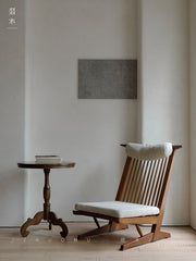 naka lounge chair, japanese recliner, wabi sabi furniture, george nakashima chair, solid wood armchair, minimalist wood chair, handmade wooden furniture, linen cushion chair, modern japanese furniture, piexlculpt