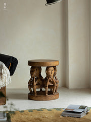 Senufo stool, African wood carving, tribal furniture, hand carved stool, wooden sculpture table, primitive design furniture, solid wood accent stool, piexlculpt