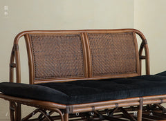rattan loveseat, rattan sofa, rattan daybed, handwoven rattan furniture, natural rattan couch, double seat sofa, bohemian interior design, handcrafted lounge furniture