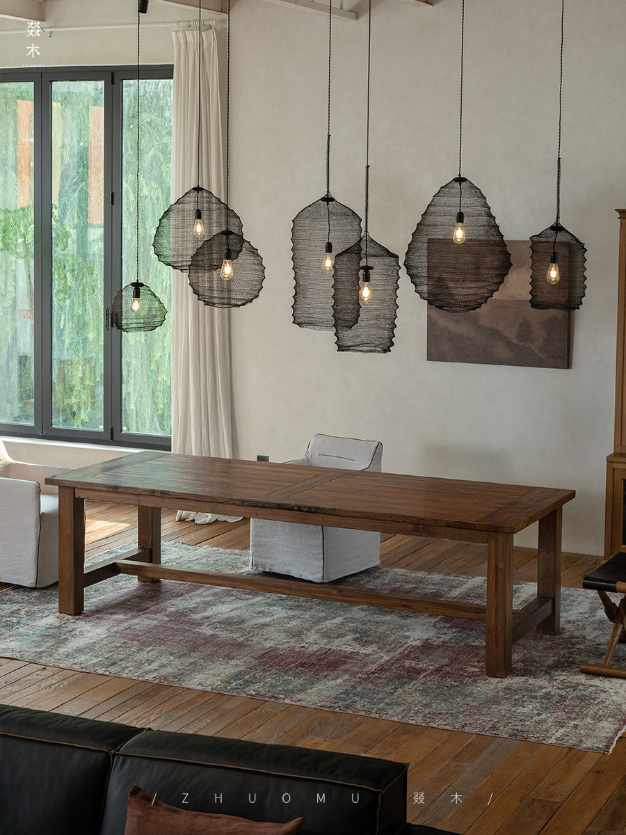 kaze dining table, solid teak table, large wood table, wabi sabi furniture, handcrafted wooden dining table, japanese minimalist table, piexlculpt studio, long teak table, zen furniture, natural wood conference table