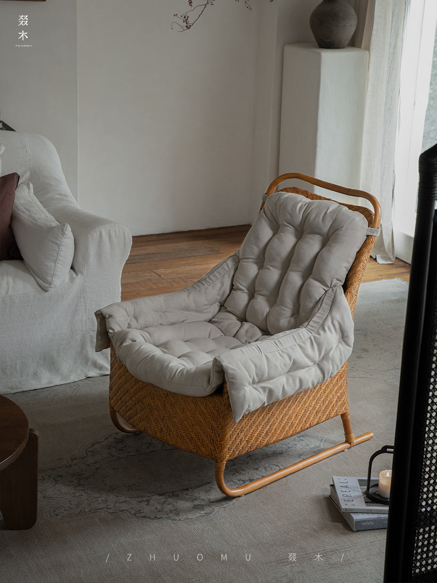 rattan lounge chair, rattan armchair, handwoven rattan furniture, natural rattan chair, relaxing chair, bohemian interior design, handcrafted rattan seating