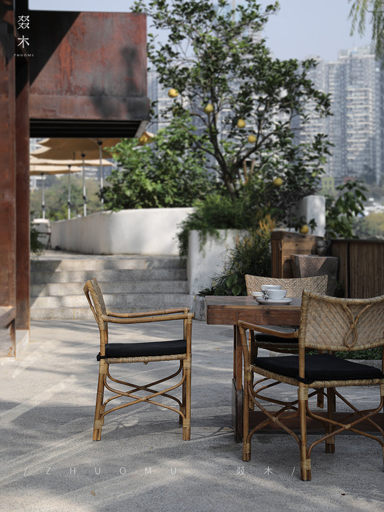 rattan dining chair, rattan armchair, tropical bistro chair, handwoven rattan furniture, natural rattan dining chair, bohemian furniture, rattan patio chair, tropical style chair