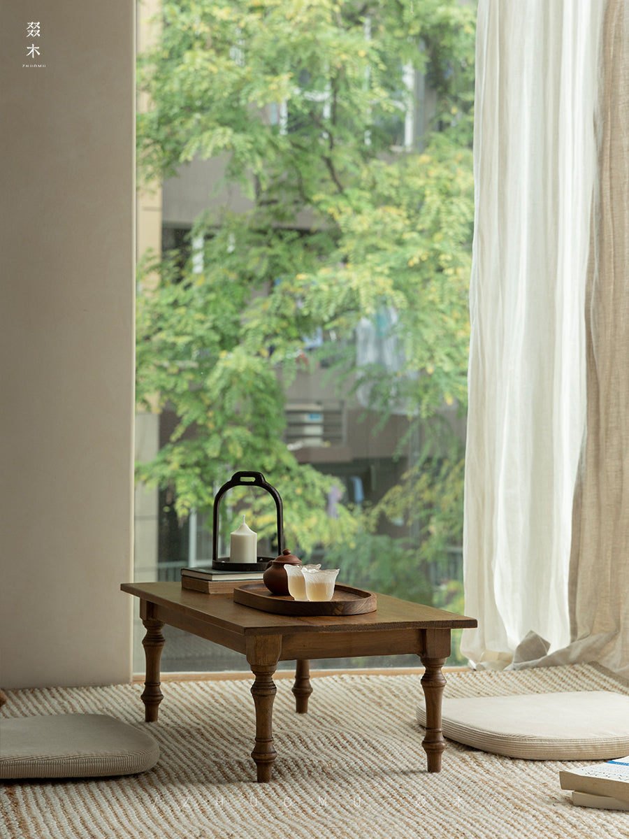 haru tea table, solid wood low table, japanese wabi sabi furniture, handcrafted tea table, minimalist wooden table, zen furniture, piexlculpt studio, meditation table, rustic teak low table, japanese style tea furniture