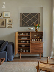 mid century tall cabinet, teak storage cabinet, danish modern furniture, solid teak credenza, handcrafted wood furniture, mcm storage unit, vertical teak cabinet, minimalist wood cabinet, solid wood furniture