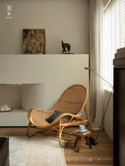 rattan lounge chair, rattan recliner, handwoven chair, natural rattan furniture, designer rattan chair, handmade lounge chair, bohemian home decor