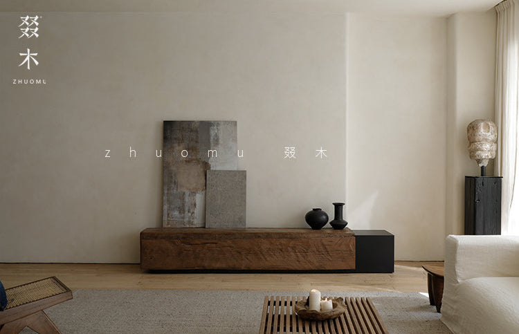 brutalist furniture, industrial wood console, low tv cabinet, japanese minimalist furniture, handcrafted media unit, reclaimed wood furniture, solid teak console, wabi sabi tv stand, modern industrial furniture