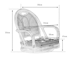rattan floor chair, tatami chair, rattan swivel chair, handwoven rattan furniture, Japanese floor chair, bohemian interior, tea room seating, handcrafted rattan seat